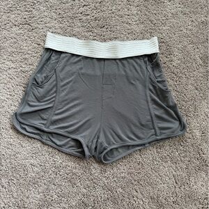 Alexander Wang Gray ribbed Pajama Shorts with elastic waist and pockets